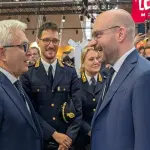 Torino, Lorenzo Fontana visita lo stand della Polizia di Stato
